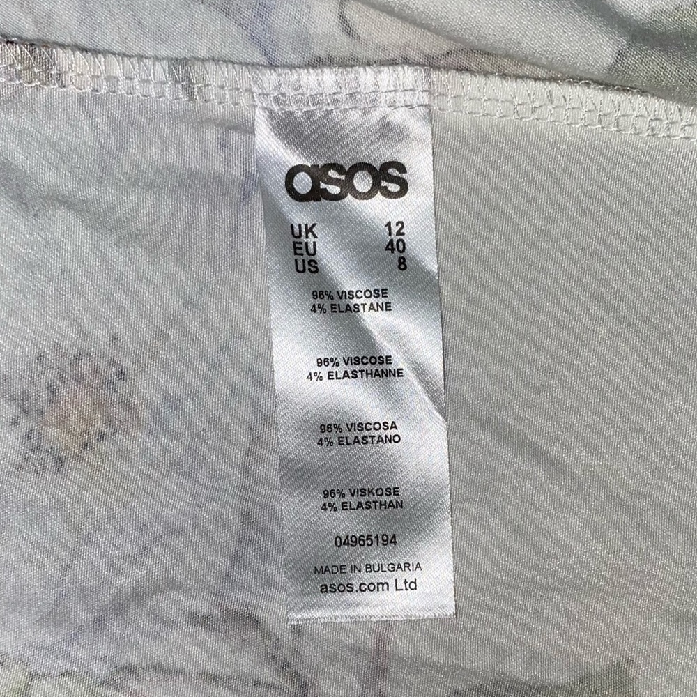 NWOT ASOS Faux Wrap Floral Dress Size 8 White Pruple - Picture 11 of 11